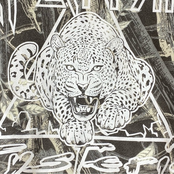 Def Leppard Hysteria 1X Leopard Cropped Oversized Off The Shoulder Sweatshirt - Picture 4 of 12